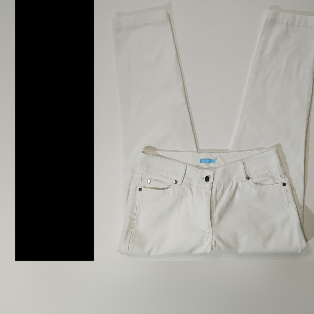 J. McLaughlin‎ Pants Womens Size 2 White Textured Stretchy Straight Leg Casual - Picture 7 of 8